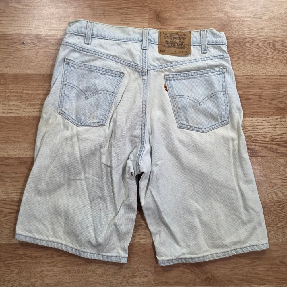Vintage Levi's 550 Shorts Mens 32 Relaxed Fit Orange Tab Light Wash Denim 90s